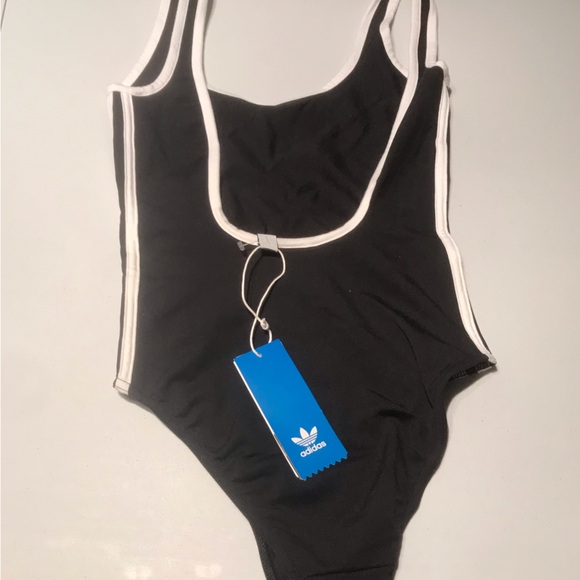 NWT Adidas 3 Stripes Bodysuit in Black White Size XS - Picture 4 of 5